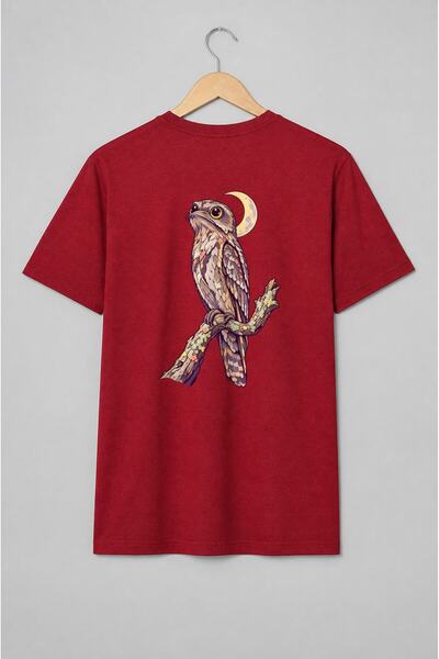 Generic Brand Tricou unisex cu Bufniță cu lună și ramură florală vintage