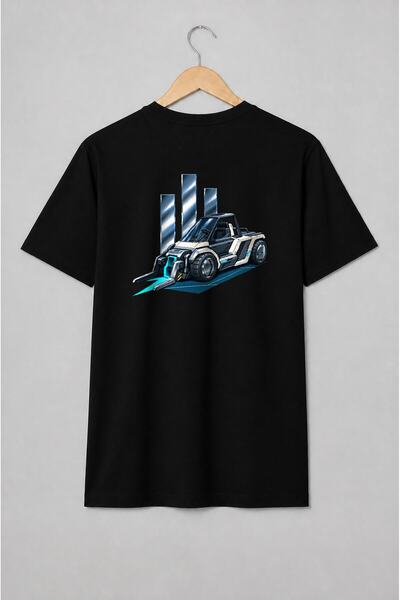 Generic Brand Tricou unisex cu Stivuitor futurist cu furci