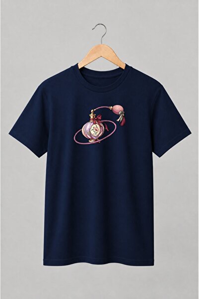 Generic Brand Tricou unisex cu Flacon de parfum vintage cu atomizor și floare