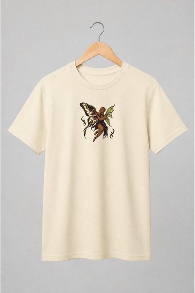 Generic Brand Tricou unisex cu Zână cu aripi de fluture în stil gotic