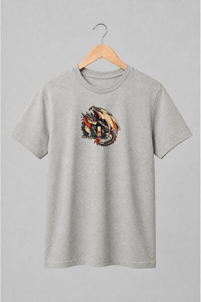 Generic Brand Tricou unisex cu Dragon medieval cu lumânare
