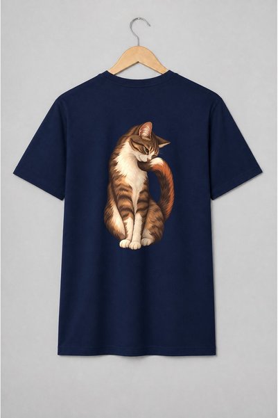 Generic Brand Tricou unisex cu Pisică tigrată pufoasă în portret