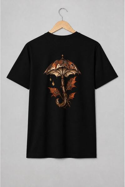 Generic Brand Tricou unisex cu Umbrelă gotică cu copac răsucit