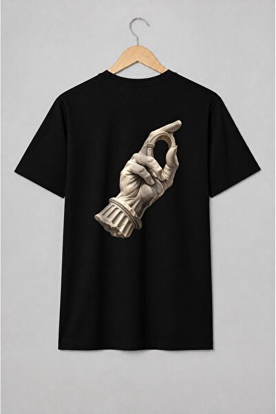 Generic Brand Tricou unisex cu Mână sculpturală cu arcadă în stil clasic