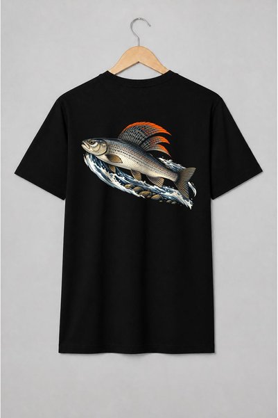 Generic Brand Tricou unisex cu Pește cu solzi argintii pentru pescari