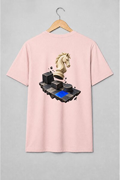 Generic Brand Tricou unisex cu Cal de șah 3D pentru pasionații de strategie