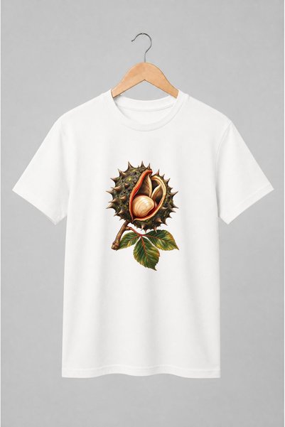 Generic Brand Tricou unisex cu Castan spinos cu frunze ilustrație botanică