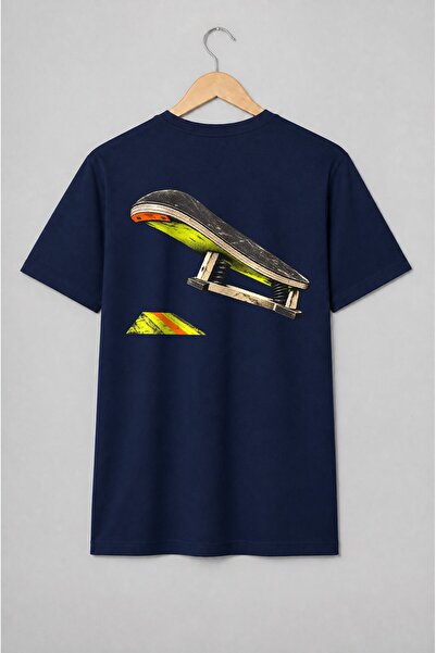 Generic Brand Tricou unisex cu Skateboard vintage