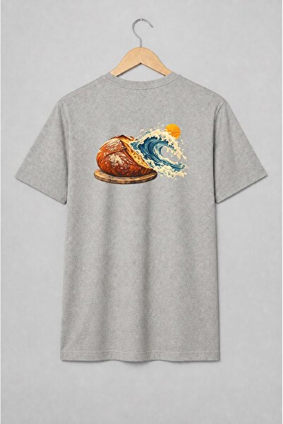 Generic Brand Tricou unisex cu Pâine artizanală cu val oceanic stil vintage