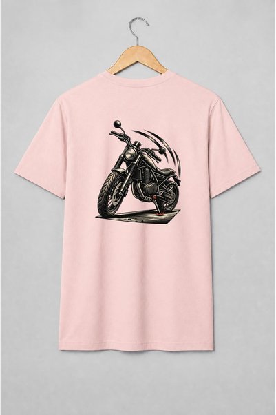 Generic Brand Tricou unisex cu Motocicletă în stil de gravură