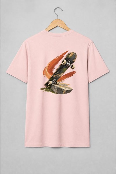 Generic Brand Tricou unisex cu Skateboard peste bordură stil streetwear