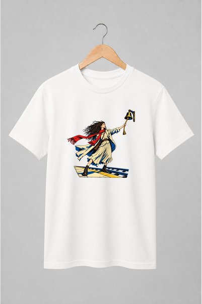 Generic Brand Tricou unisex cu Femeie pe calea ferată cu clopot vintage