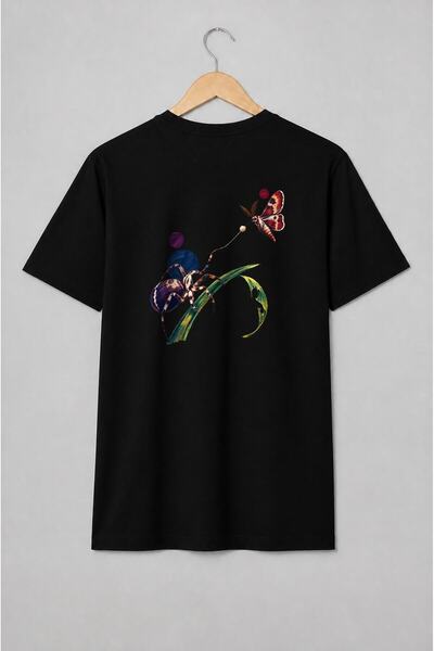 Generic Brand Tricou unisex cu Păianjen și molie pe frunză, ilustrație entomo...