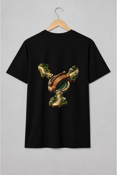 Generic Brand Tricou unisex cu Hartă de joc fantasy cu pod și poteci