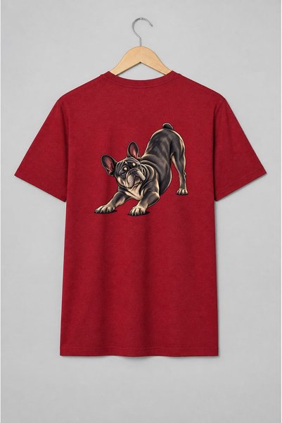 Generic Brand Tricou unisex cu Bulldog francez stil urban