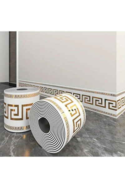 Bien Home 10x500 cm Beyaz Gold Renkler Rulo Halinde Ek Yersiz Tek Parça XPE Bordür Şerit Kendinden Yapışkanlı Köpük Duvar Kaplaması-BR214
