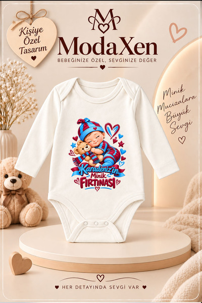 ModaXen Baby Bodysuit with the Text "Little Storm of the Black Sea" Long Slee...