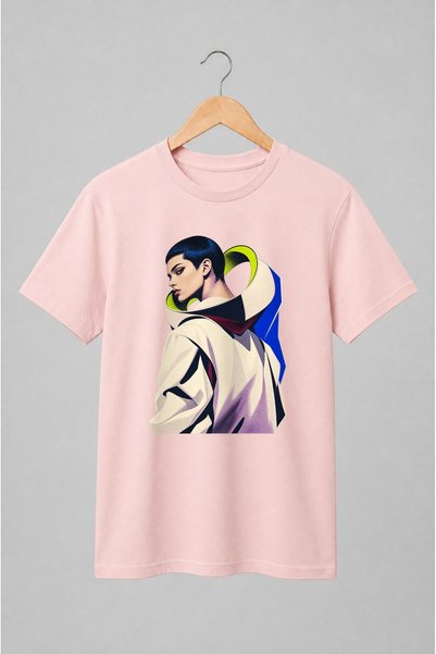 Generic Brand Tricou unisex cu Portret de model în colaj fashion