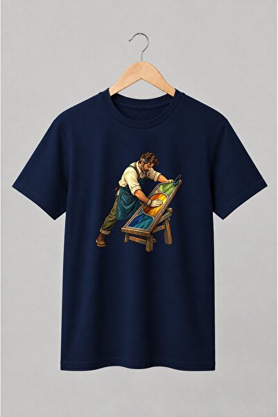 Generic Brand Tricou unisex cu Meșter de vitralii la lucru în atelier artizanal