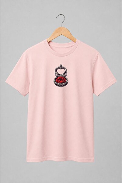 Generic Brand Tricou unisex cu Cutie de pudră vintage cu inimă și fundă