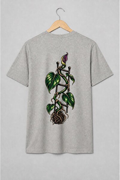 Generic Brand Tricou unisex cu Plantă cățărătoare pe spalier ilustrație botanică