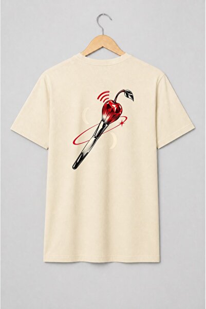 Generic Brand Tricou unisex cu Pensulă de machiaj cu cireașă în stil pop art