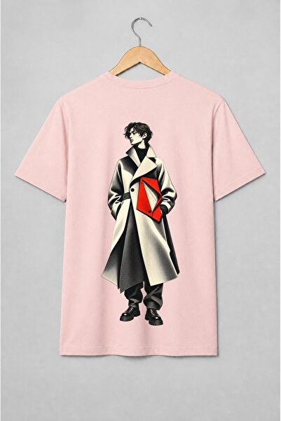 Generic Brand Tricou unisex cu Model masculin în palton stil editorial