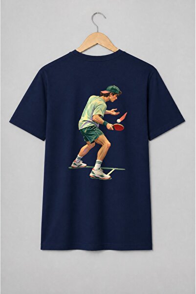 Generic Brand Tricou unisex cu Jucător de tenis de masă în acțiune stil retro