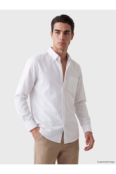 LC Waikiki Lcw Vision White Oxford Plain Standard & Regular Men's Shirt with ...