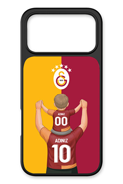 Galatasaray Kişiye Özel Baba Oğul iPhone 17 Pro Max Kılıf (Cam) - Lisanslı Or...