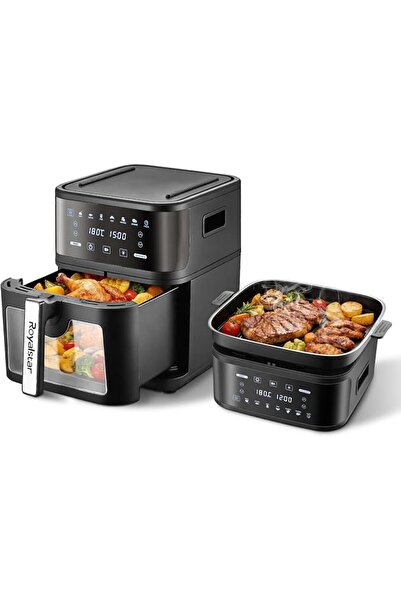 Royalstar 2 in 1 Air Fryer Grill Combo, 8L 1650W Large Electric Hot Airfryer ...