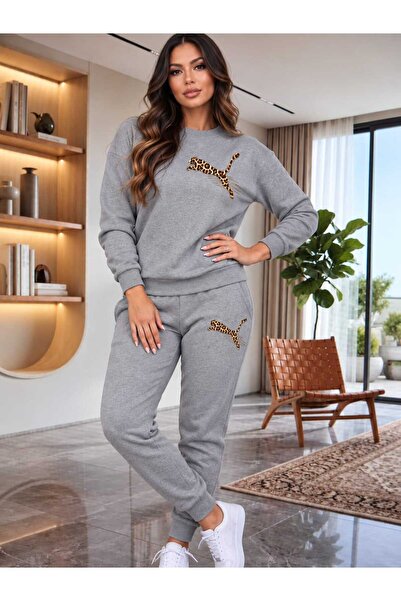 YK WEAR Unisex Leopar Zero Collar Tracksuit Set |   Comfortable Fit Top and B...