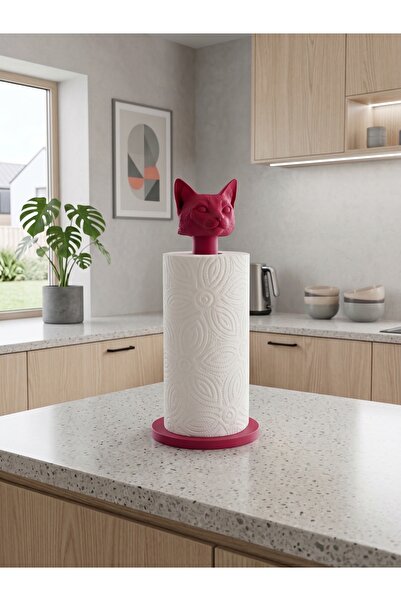 Dumledo Red Adjustable Paper Towel Holder & Napkin Holder with Cat Figure – D...