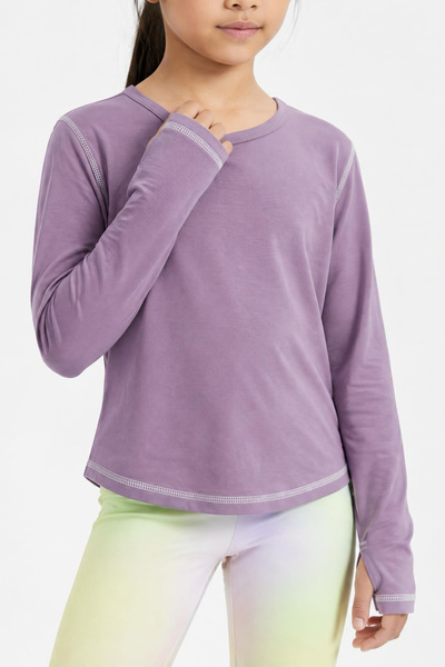 Colorinas Fleepy Finger-Looped Karyoka Stitched Long Sleeve Girl's T-Shirt