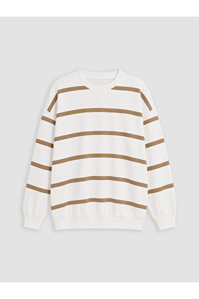 LC Waikiki Two Mt Shop Quality Lcw Kids Beige Striped Boys' Sweatshirt