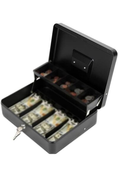 Aputue Lock Safe Box, Heavy Duty Metal, Dual Lock Key and Combination, Portab...