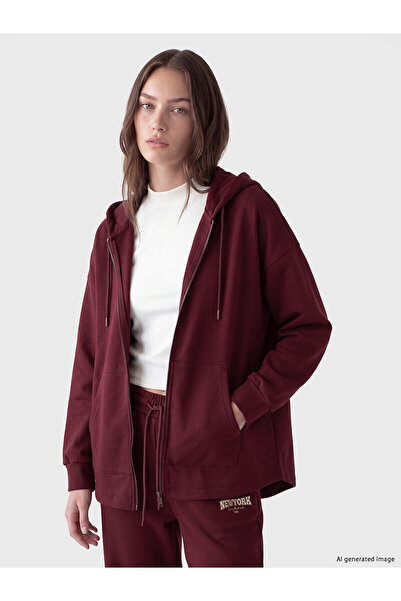 LC Waikiki Alita City Lcw Modest Plum Interlock Plain Oversize Women's Zipper...