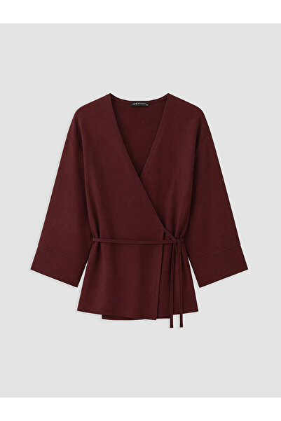 LC Waikiki Nevavm Lcw Modest Plum Plain Loose & Baggy Women's Tunic with a Di...