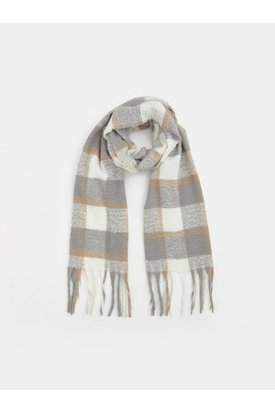 LC Waikiki Rmz Gi̇yi̇m Farki̇yla Checkered Embroidered Women's Scarf