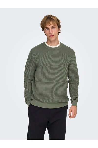 Only & Sons Onsron reg ls crew neck knit noos beaver gray