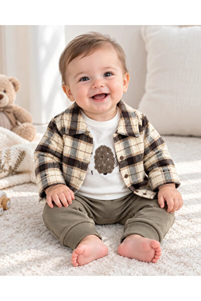 hümabebe Plaid Lumberjack Shirt Seasonal 3-Piece Baby Boy Set