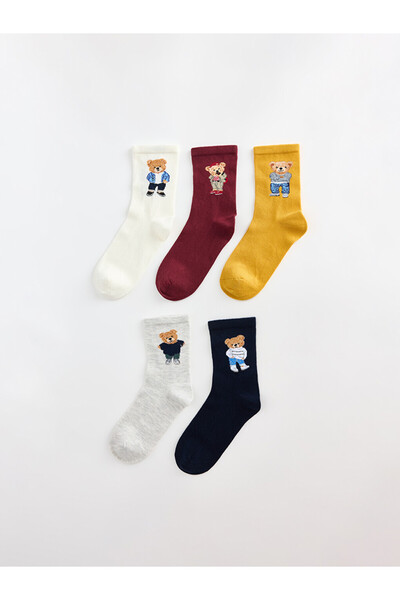 LC Waikiki I Cute Teddy Bear Printed Women's Socks 5-Piece Set from Freezen S...