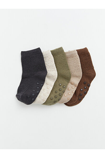 LC Waikiki Rmz Gi̇yi̇m Farkiyla Non-Slip Sole Baby Boy 5-Piece Sock Set