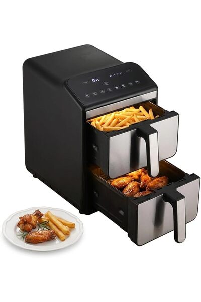 Royalstar Dual Basket Air Fryer, 9.6L Capacity, 2400W, 2 x 4.8L Vertical Draw...