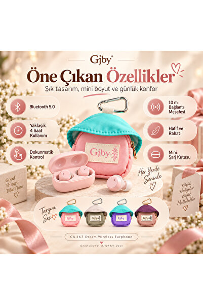 Coverzone GJBY Bluetooth 5.0 TWS Kablosuz Kulaklık, Kulak İçi Dokunmatik Mikrofonlu Bluetooth Kulaklık, Şarj Kutulu, Type-C Şarjlı, Taşıma Çantalı, CA-I67