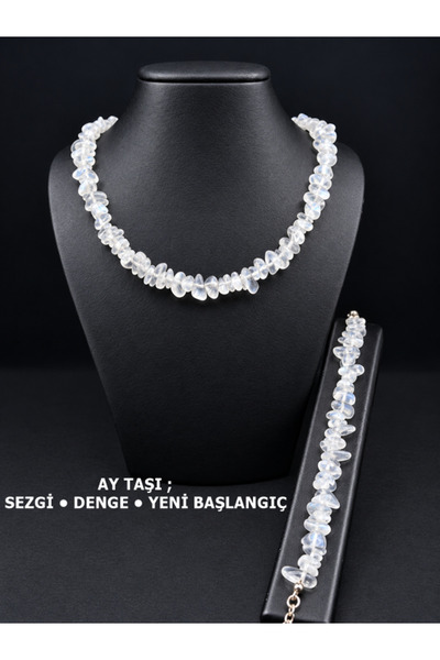 SEVA'S BİJUTERİ Natural Moonstone Stone Necklace & Bracelet Set – New Beginni...