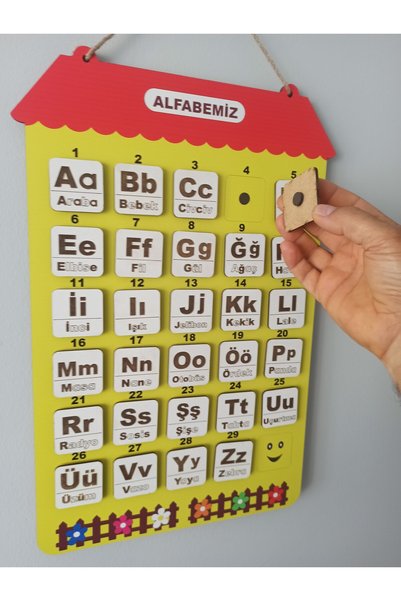 zümren Ahşap Manyetik Alfabe Evi Eğitici Çocuk Panosu