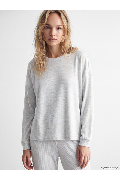 LC Waikiki Rmz Gi̇yi̇m Farkiyla Zero Roba Collar Ribbed Women's Pajama Set
