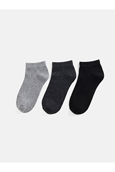 LC Waikiki Rmz Gi̇yi̇m Farkiyla Men's Booties Socks 3-Pack