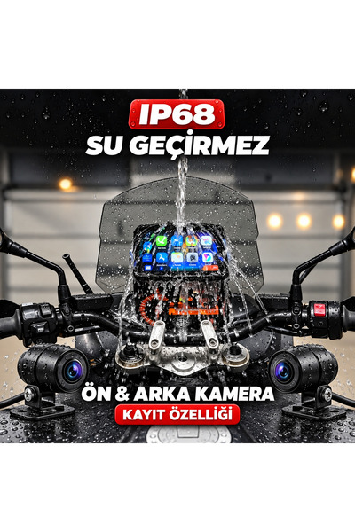 Genel Markalar Lastik Basınç Sensörlü MotoCarPlay 6 İnç Su Geçirmez Motosikle...